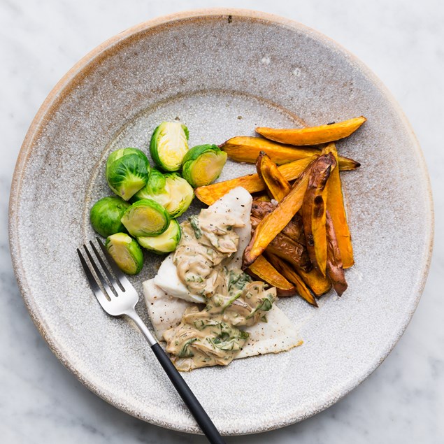 Fish with Tarragon and Chive Cream Sauce with Kumara Chips - My Food Bag