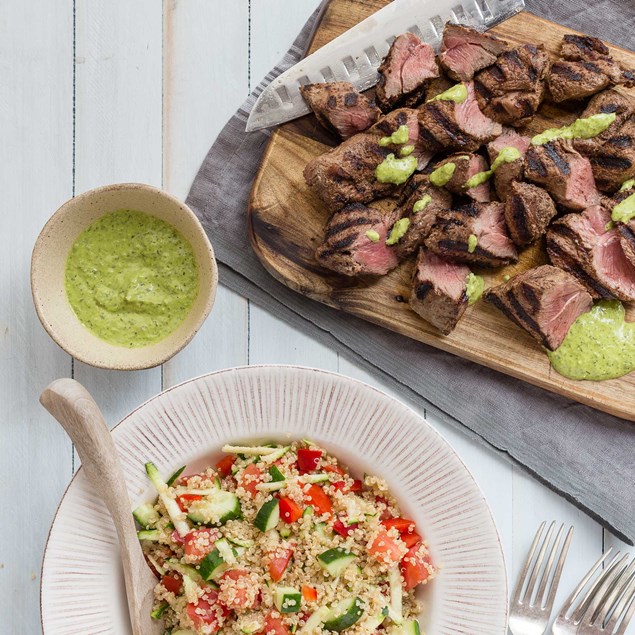 Lamb with Quinoa Salad and Chimichurri Sauce