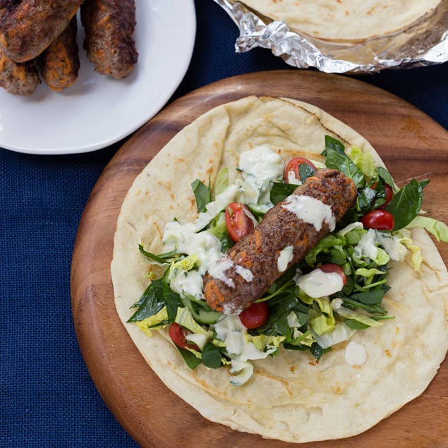 Lebanese Lamb Wraps with Salad and Cucumber Yoghurt