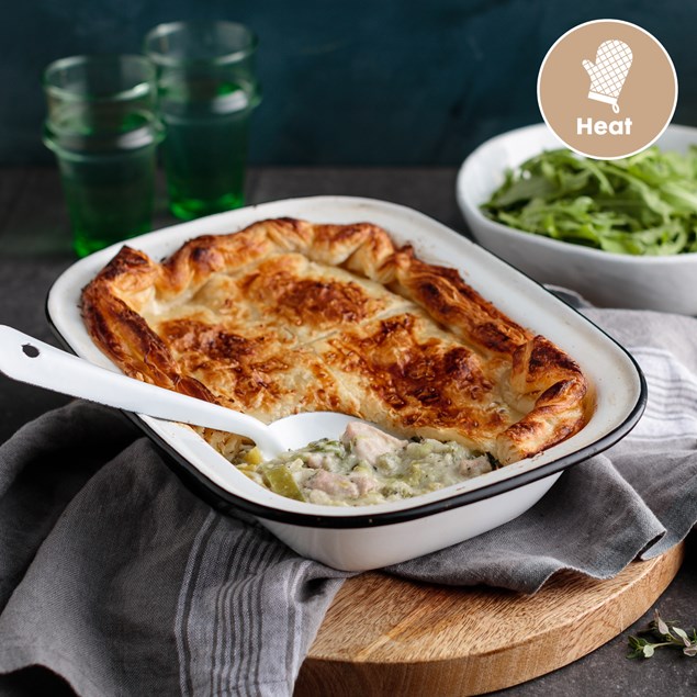 Chicken and Leek Pie with Broccoli and Apple Salad