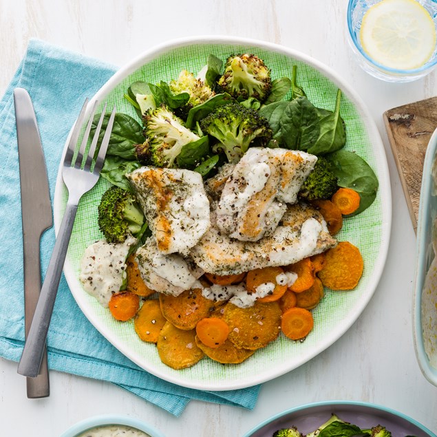 Pan Fried Fish with Kumara Rounds & Horopito Tartare