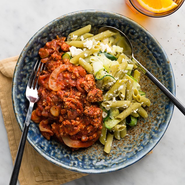 Pork Bolognese with Pulse Pasta and Micro Watercress