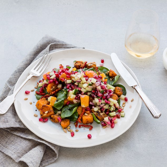 Harissa Roasted Pumpkin with Pomegranate and Orange Salsa