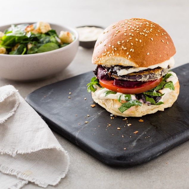 Crispy Eggplant Burgers with Onion Marmalade