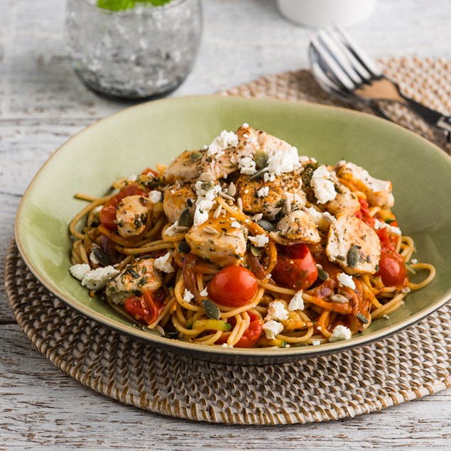 Herbed Chicken with Romesco Spaghetti