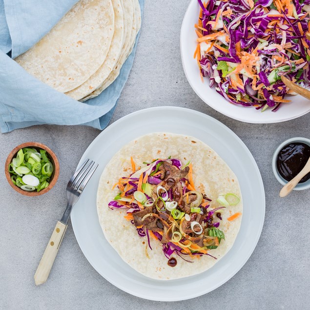 Asian Beef Wraps with Hoisin and Sesame Slaw