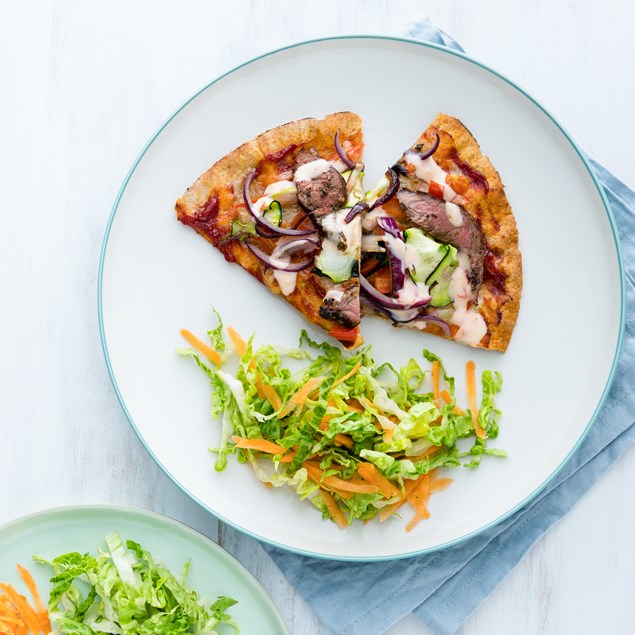 Lamb Pizzas with Yoghurt and Salad