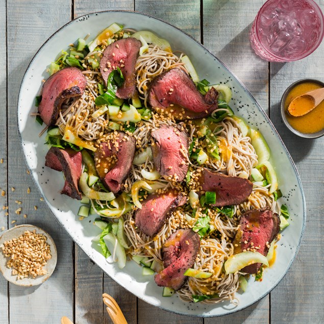 Seared Lamb Loin with Soba Noodle Salad
