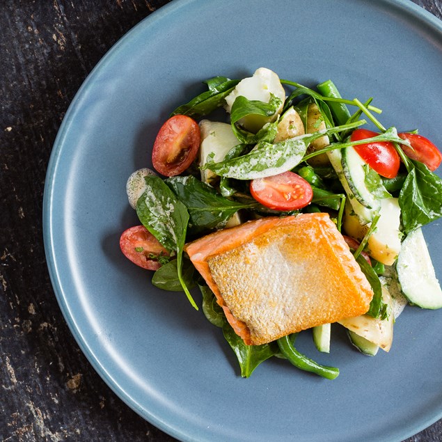 Pan-Fried Salmon with Spinach Salad