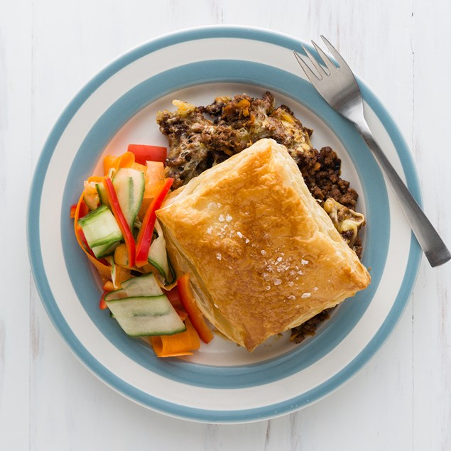 Beef & Cheese Pie with Ribbon Salad