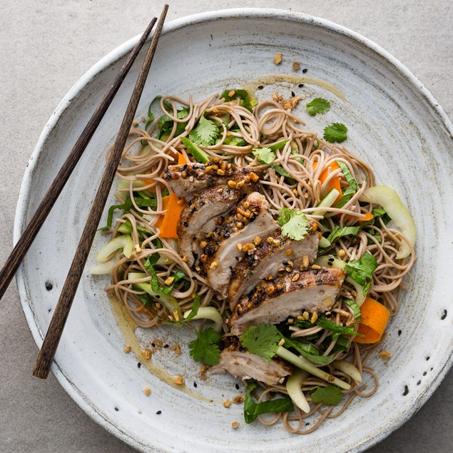 Asian Peanut Dukkah Chicken with Soba Noodle Salad