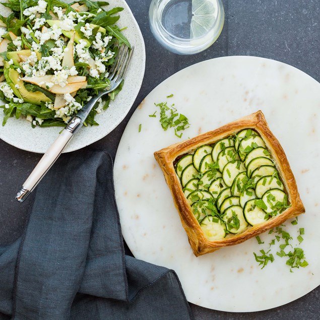 Courgette, Mint and Ricotta Tart with Rocket Salad