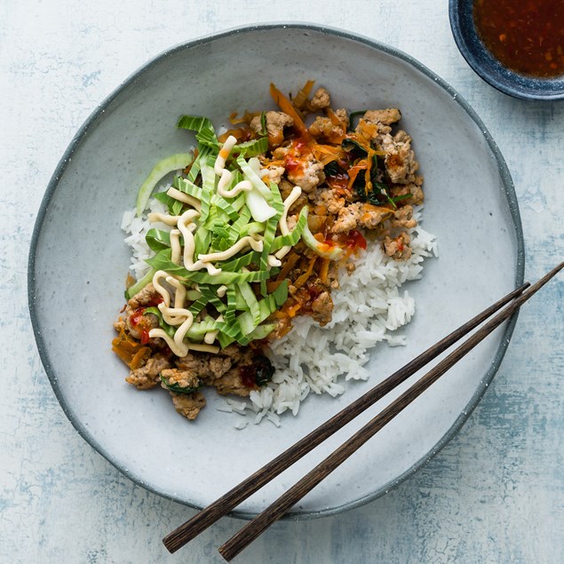 Lemongrass And Ginger Pork With Rice And Crispy Noodle Salad My Food Bag