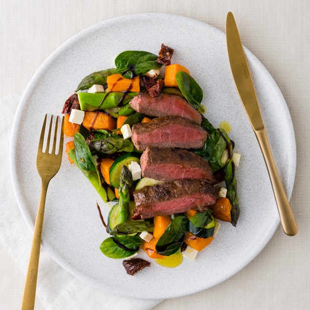 Beef Steaks with Pumpkin and Feta Salad 