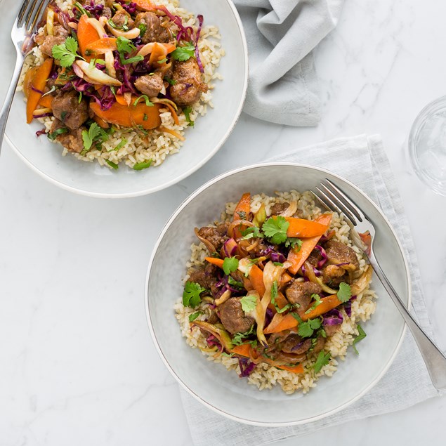 Chinese Lamb and Veggie Stir-Fry with Brown Rice