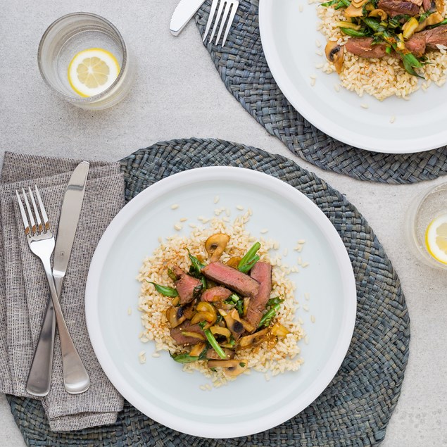 Beef and Bean Stir-Fry with Sesame Rice