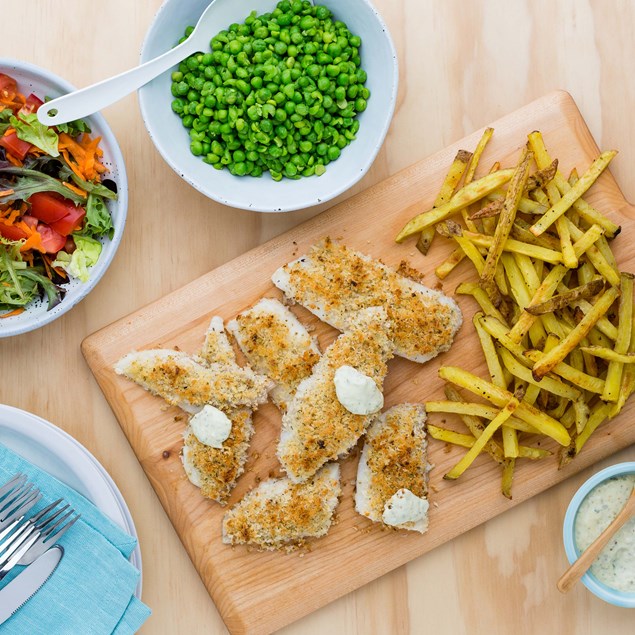 Crumbed Fish with Hand-Cut Chips and Tartare Sauce