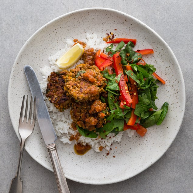 Chilean Spiced Lentil Cakes with Salsa Pebre