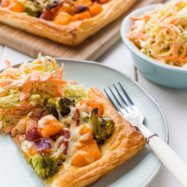 Bacon and Vegetable Tart with Slaw