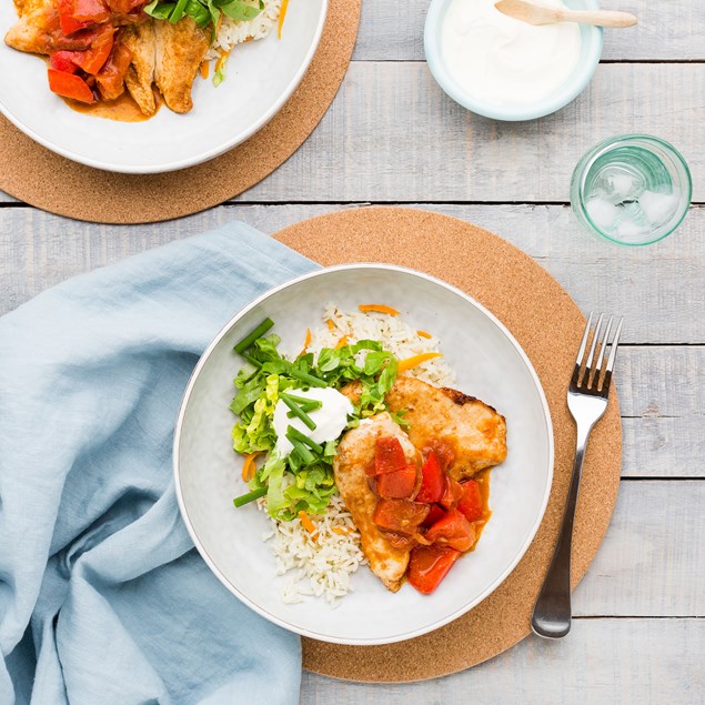 Mexican Chicken Bowl with Baked Rice and Sour Cream My Food Bag