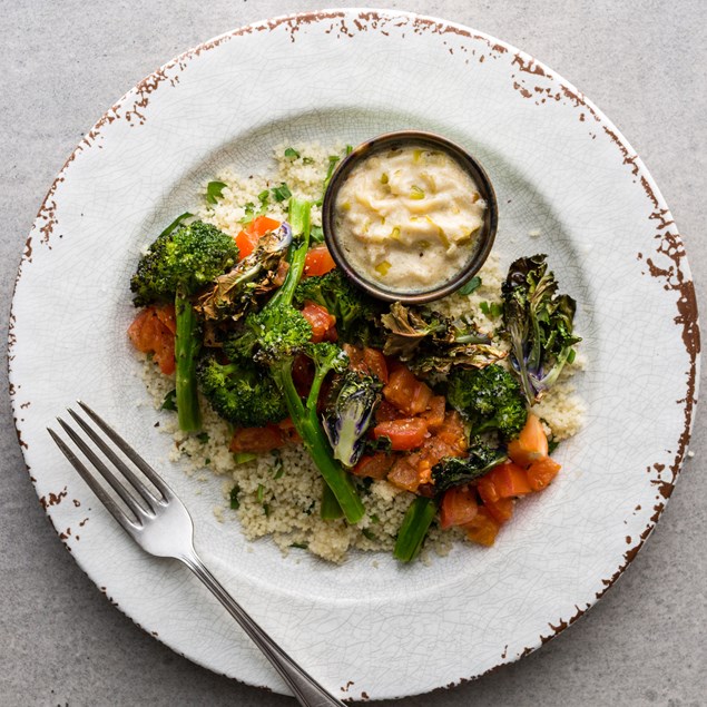 Tomato Roasted Broccolini & Kalettes with Herbed Couscous 