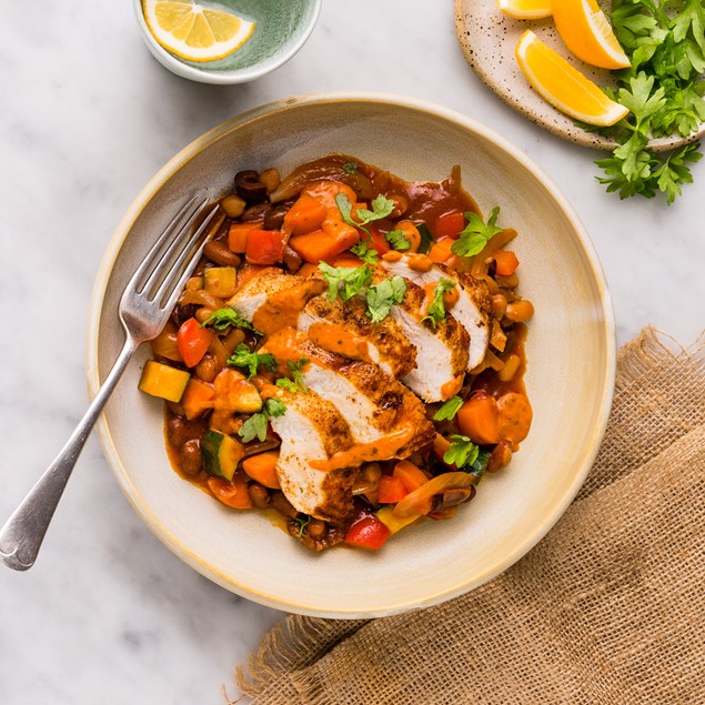 Romesco Chicken with Spanish Beans