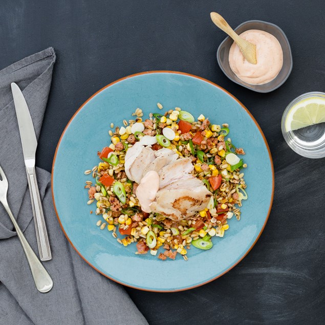 Chicken, Bacon and Sweetcorn Salad with Chipotle