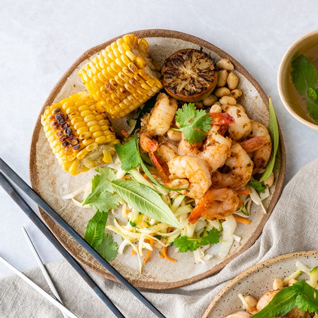 Viet-Cajun Prawns with Sweetcorn & Slaw