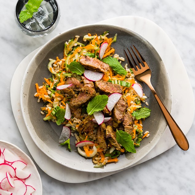 Lemongrass Grilled Lamb with Rice Salad & Nuoc Cham 