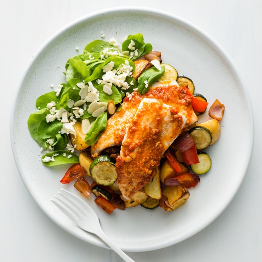 Italian Baked Fish with Spinach and Feta Salad - My Food Bag